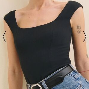 Reformation Black Asymmetrical Bodysuit